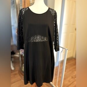 Elegant Black Lace  Knit Dress by Suzanne Betro 2X